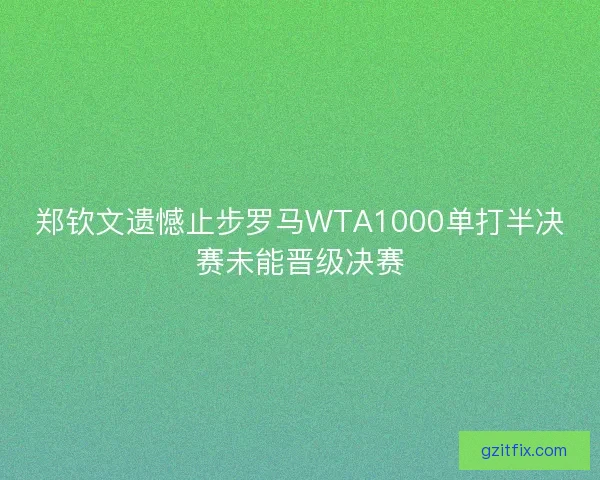郑钦文遗憾止步罗马WTA1000单打半决赛未能晋级决赛