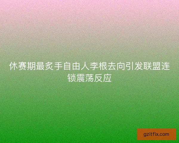 休赛期最炙手自由人李根去向引发联盟连锁震荡反应