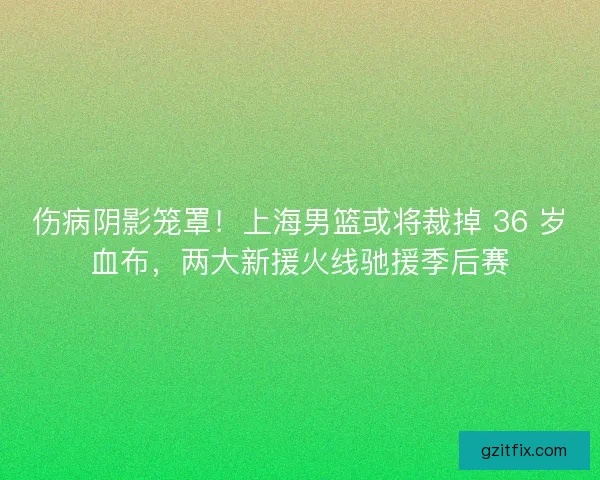 伤病阴影笼罩!上海男篮或将裁掉 36 岁血布,两大新援火线驰援季后赛 伤病阴影笼罩!上海男篮或将裁掉 36 岁血布,两大新援火线驰援季后赛